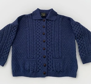 Vtg Carraig Donn Irish Aran 100% Merino Wool Cable Knit Cardigan Sweater XXL - Picture 1 of 14