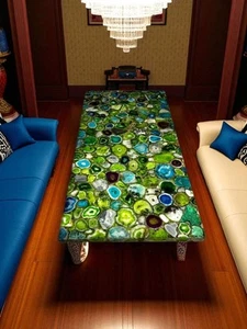 48"x24" Green Agate Stone Dining Table Kitchen Slab Countertop Gemstone Home Dec - Picture 1 of 7