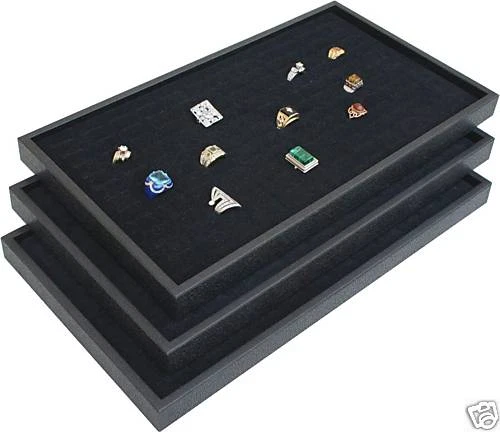 3 BLACK RING JEWELRY DISPLAY CASE ORGNIZER INSERT NEW - Image 1 of 1