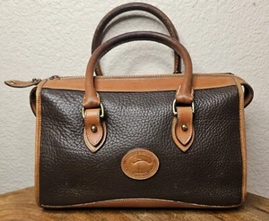 Dooney and Bourke AWL All Weather Leather Satchel Bag Dark Brown & Tan NICE! - Picture 1 of 21