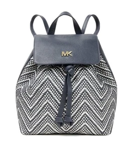 MICHAEL KORS Women's Bag Backpack 30H8BX5B2U Flap Backpack Leather Black White - Picture 1 of 6