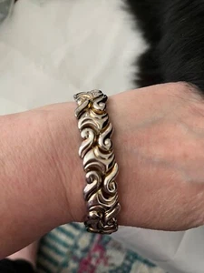 Rare VINTAGE Signed Ross Simons Sterling 925 Puffy Swirl Scroll Bracelet 32 gram - Picture 1 of 6