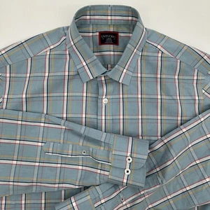 UNTUCKit Dalem WF Long Sleeve Blue Orange Plaid Button Front Shirt Sz Large - Picture 1 of 10