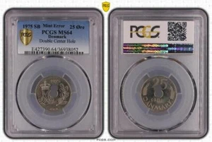 Denmark Europe error coin 25 Ore 1975 SB Regular Strike PCGS MS64 KM# 861 unique - Picture 1 of 1