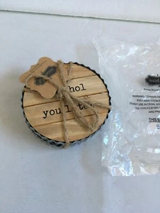 Mud Pie Brown Plank Wood & Tin Coaster Set of 4 w/Alcohol Bar Sentiments NEW - Picture 1 of 12