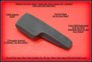 2001-2005 Honda Civic Center Console Armrest Lid Cover - Gray Cloth OEM - Picture 1 of 4