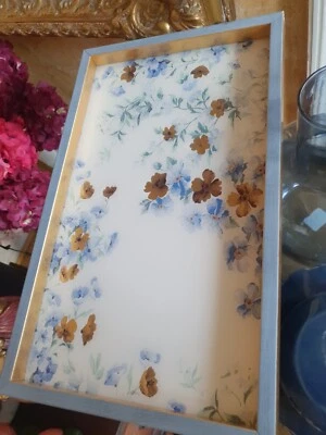 Tablett Dekoschale Floral Blau/gold Neu - Bild 1 von 4