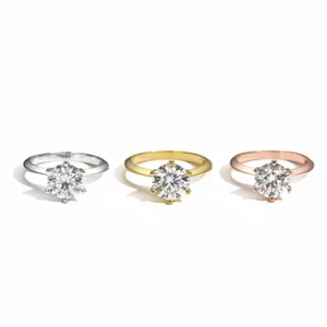 2ct D Color Round Cut Moissanite Engagement Ring Halo Band 18K Gold Plated GRA - Picture 1 of 17