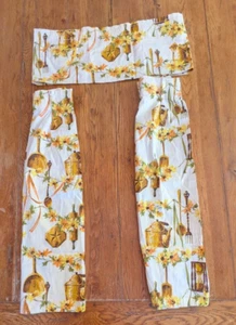 Vintage Cafe Curtain and Valance Set Kitchen Orange Gold Floral Print 1 Window - Picture 1 of 11