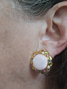 Vintage Clip On Joan Rivers Clip On Ohrringe Strass Pink Signiert EUC - Bild 1 von 5