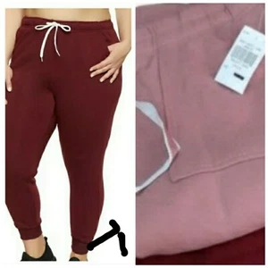 Women Mauve Soft Premium Running Workout Drawstring Jogger Pants Plus Sz 2x - Picture 1 of 6