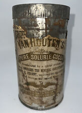 Antique VAN HOUTEN'S Cocoa Canister Tin 1910’s-1920’s Vintage Rusty 6.5” x 3.5”