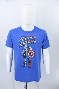 Captain America Marvel Blue T-Shirt Mens Large - Picture 1 of 14