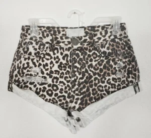 NWT One Teaspoon Womens Shorts Size 23 Button Animal Print Mid Waist Bandits - Picture 1 of 6
