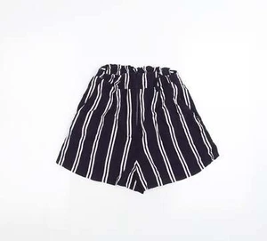H&M Womens Blue Polyester Blend Paperbag Shorts Size 4 Reg - Picture 1 of 12