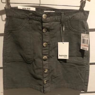 FALDA PANA TIRO ALTO PIZARRA VERDE AZULADO 'KENSIE JEANS' - TALLA 2/26 - NUEVA CON ETIQUETAS Foto 1 de 4