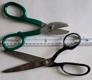 Diamalloy Tin Snip DS-7  & Wiss Pinking Shears Lot Of 2 USA VTG Scissors  - Picture 1 of 6