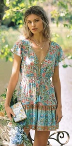 Arnhem "Florence" mini dress in aqua size UK12 - Picture 1 of 10
