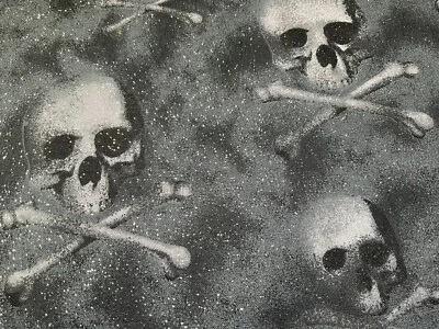 "CALAVERAS CALAVERA DE LUJO NEGRO TELA COJA 44"" X 39"" tela tradición" Foto 1 de 4