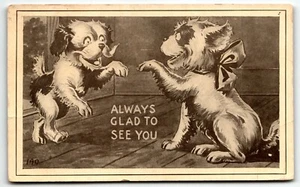 Postcard Humor Dog in Mirror "Always Glad to See You" Posted 1912 - Picture 1 of 2