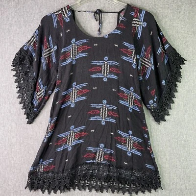 Vestido túnica Lucy Love para mujer diseño S. azteca encaje flecos rayón WS19 Foto 1 de 4