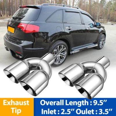 Punta de tubo de escape doble punta de escape para Acura MDX 2001-2025 2,5" ID a 3,5" OD Foto 1 de 4