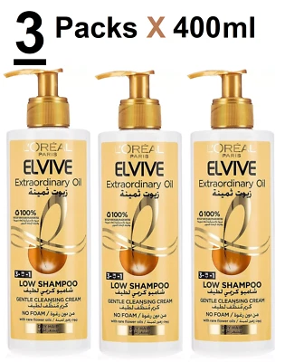 L'Oréal Paris Elvive Extraordinary Oil Low Shampoo No Foam For Dry Hair(3X400ML) - Image 1 of 4