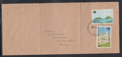 FIJI Cubierta Comercial Lau a Inglaterra 5-10-1989 Cancelar Foto 1 de 2
