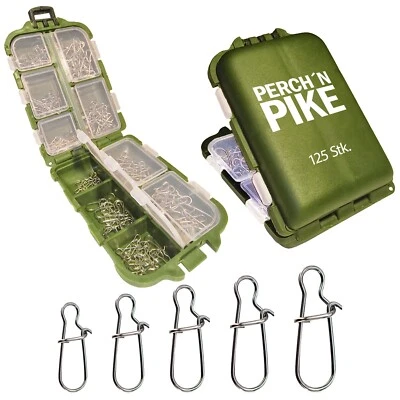 PERCH´N PIKE 125 Snaps im Set inkl. Box I Duo-Lock Snap, 11 - 33 kg I Angel Wirbel Set