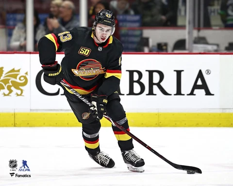 Quinn Hughes Vancouver Canucks Unsigned Black Alternate Jersey 8" x 10" Photo Cover