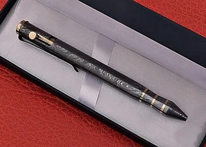 Custom Handmade Damascus Steel Pen Blue Ink Ball point SS-17341 (black) - Picture 1 of 9