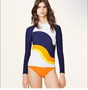 NUEVO CON ETIQUETAS $313 Talla S Tory Burch Windwell Surf Camisa Rashguard & Sweet Tangerine Hipster - Imagen 1 de 4