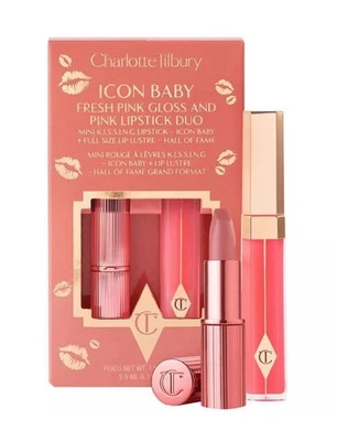 NIB Charlotte Tilbury Icon Baby Fresh Pink Gloss & Pink Lipstick Duo - Image 1 of 2