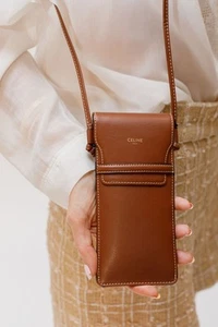 Tan Vegan Leather Sunglasses Pouch  CELINE - Picture 1 of 5