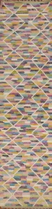 Moroccan Runner Rug 2x13 Modern Trellis Hand-knotted - Picture 1 of 15