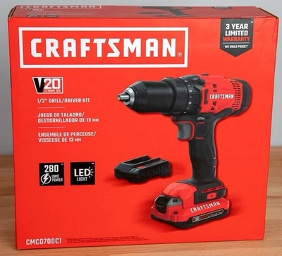 Nuevo Craftsman CMC0700C1 20V 1/2 Kit de Taladro Inalámbrico Cepillado Batería y Cargador Foto 1 de 4