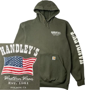 Carhartt Hoodie Pullover Jumper Mens Size Small Green Handleys Western Wear USA - Picture 1 of 16