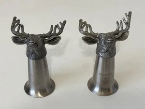 Jagermeister Shot Glasses Pewter Antlers Stainless Stag Buck Deer Head Barware 2 - Picture 1 of 11