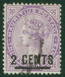 SG 116 Mauritius 1886. 2c on 38c bright purple. Very fine used CAT £45 - Picture 1 of 1