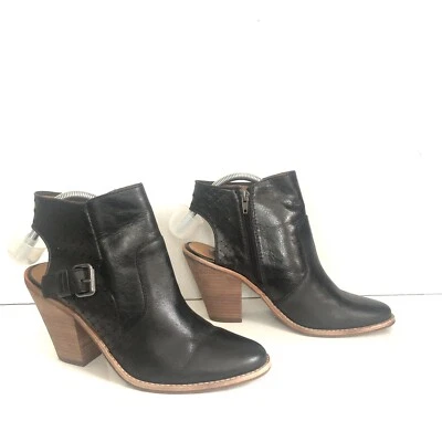 Sandalia botín para mujer Dolce Vita talla 9 tacón ancho cuero negro con tira trasera Foto 1 de 4