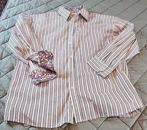 Vintage Old Skool Clothing Co. Striped Button Up Shirt Men's 2XL  Rollback Cuffs - Picture 1 of 11