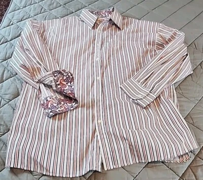 Vintage Old Skool Clothing Co. Striped Button Up Shirt Men's 2XL  Rollback Cuffs - Image 1 of 4