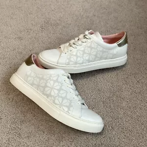 Kate Spade Audrey White/Pink/Gold Leather Low Top Sneakers Women’s Size 7 - Picture 1 of 8