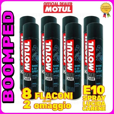 MOTUL E10 Shine & Go Spray 8x400ml LUCIDANTE PER CARENE MOTO E SCOOTER 08MO21 - Immagine 1 di 4