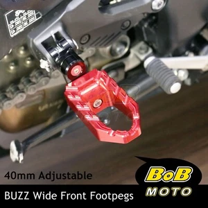 RED Front Foot Pegs 40mm Extension BUZZ For Hypermotard 1100 S/EVO/SP 08-14 13 - Picture 1 of 7