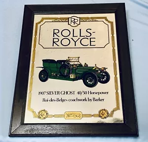 Vintage ROLLS ROYCE 1907 Silver Ghost Framed Mirror George Nathan Prod 25.5x19.5 - Picture 1 of 11