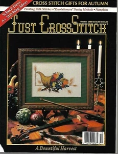 Just Cross Stitch Magazine: Bountiful Harvest, Thimb-Elena, Colonial Dyes, 1989 - Picture 1 of 2