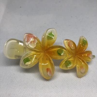 NEW Hawaiian Plumeria Purple Flower Plastic Hair Banana Clip Clamp Jaws Claw - Image 1 of 4