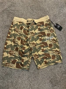 PRPS Men's 2XL Camo Fleece Shorts Tan Brown Green $118 New - Picture 1 of 11