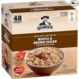 Quaker Instant Oatmeal, Maple & Brown Sugar, 1.51 oz Packets (48 Count). - Picture 1 of 5